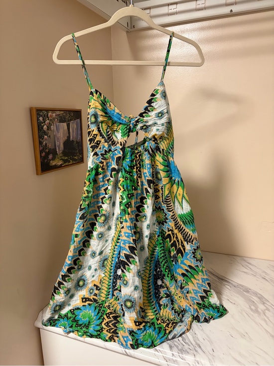 Daily Practice Dresses & Skirts - Green & Blue Paisley Cutout Sundress